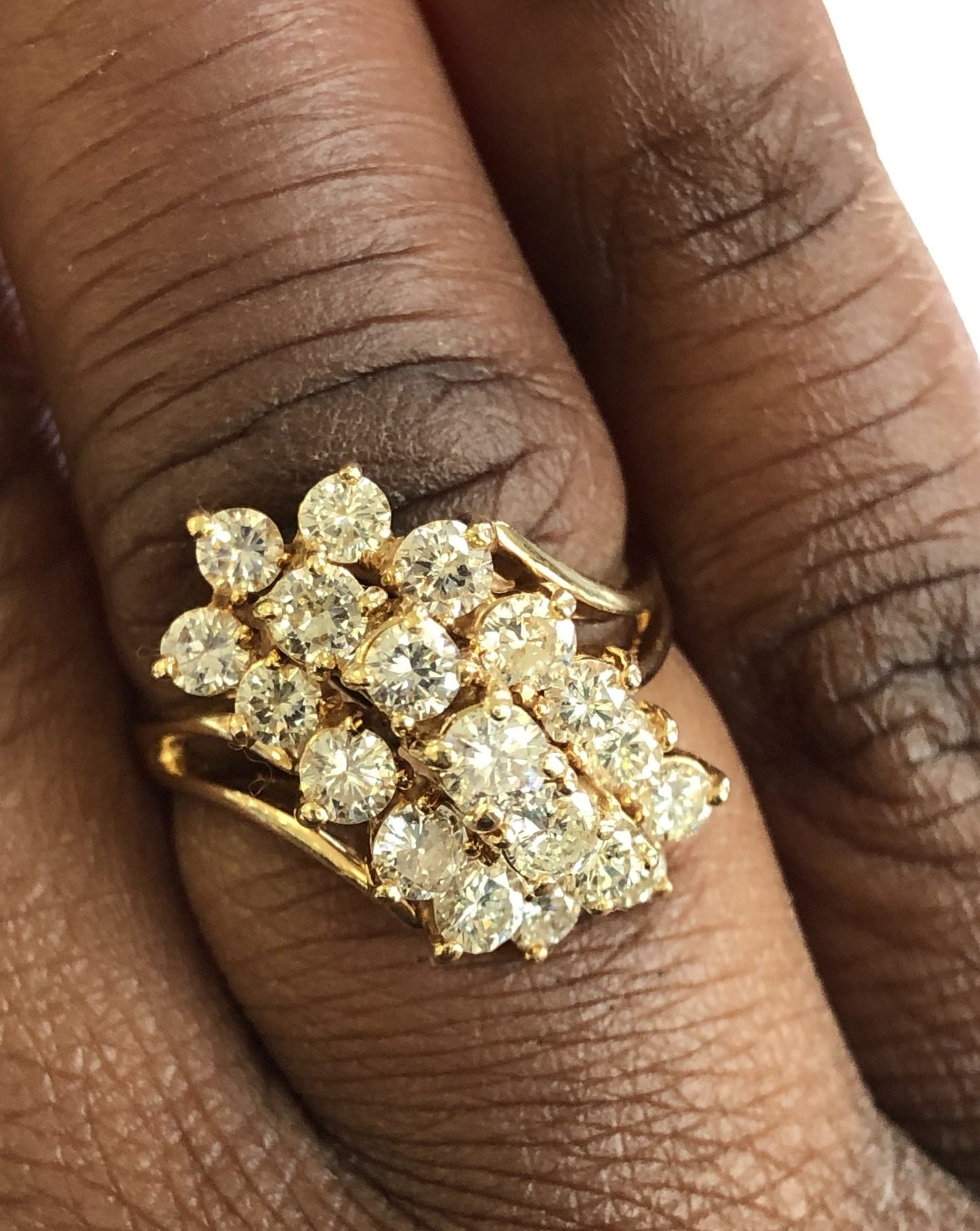 14KT YG Multi Stone Cluster Ring