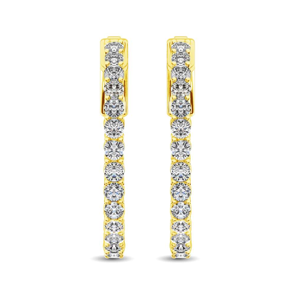 10K Yellow Gold Diamond 1/2 Ct.Tw. In and Out Hoop Earrings