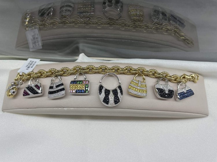 18K YG PURSE CHARM BRACELET