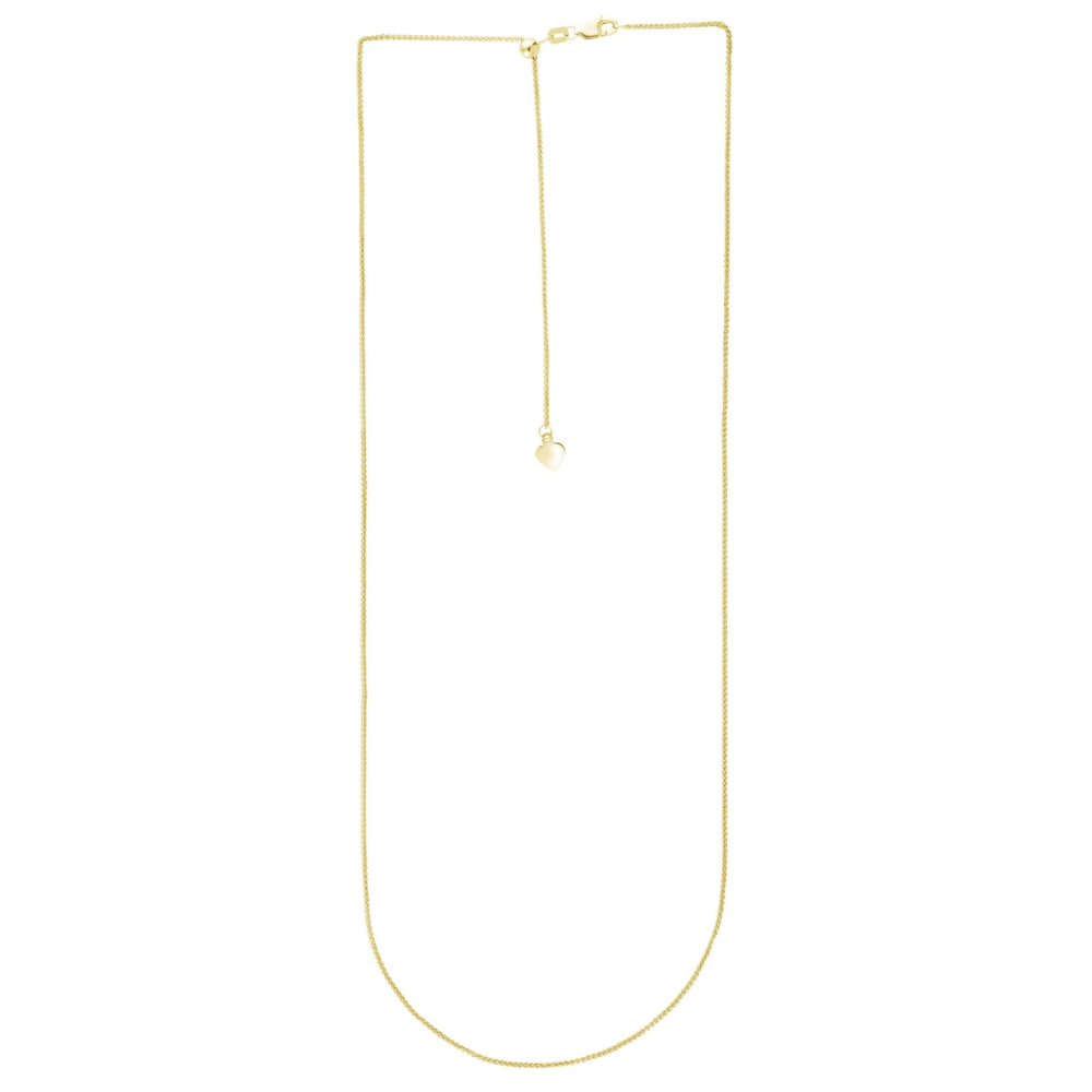 14K Gold 1mm Adjustable Wheat Chain