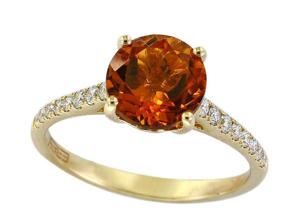 EFFY 14K YELLOW GOLD DIAMOND,MADERA CITRINE RING
