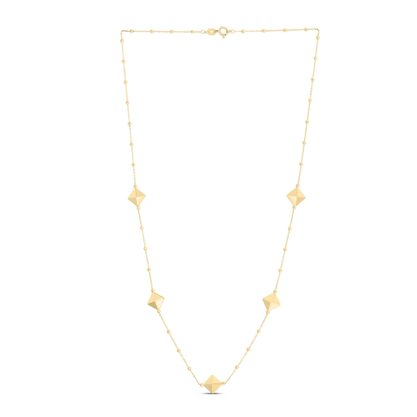 14K Gold Pyramid Station Necklace