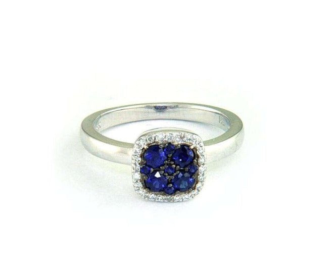 EFFY 14K WHITE GOLD DIAMOND,NATURAL SAPPHIRE RING