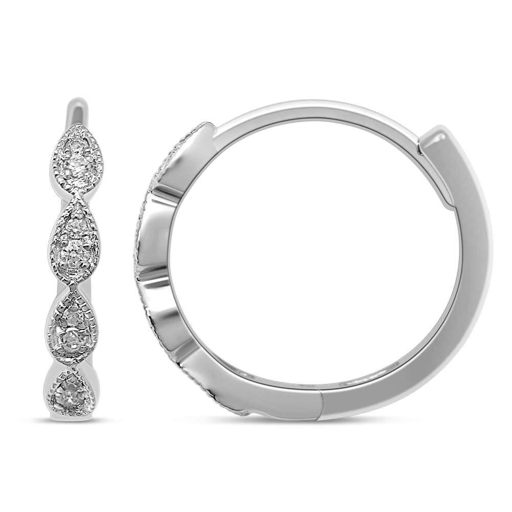 14K White Gold 1/10 Ct.Tw. Diamond Stackable Hoop Earrings