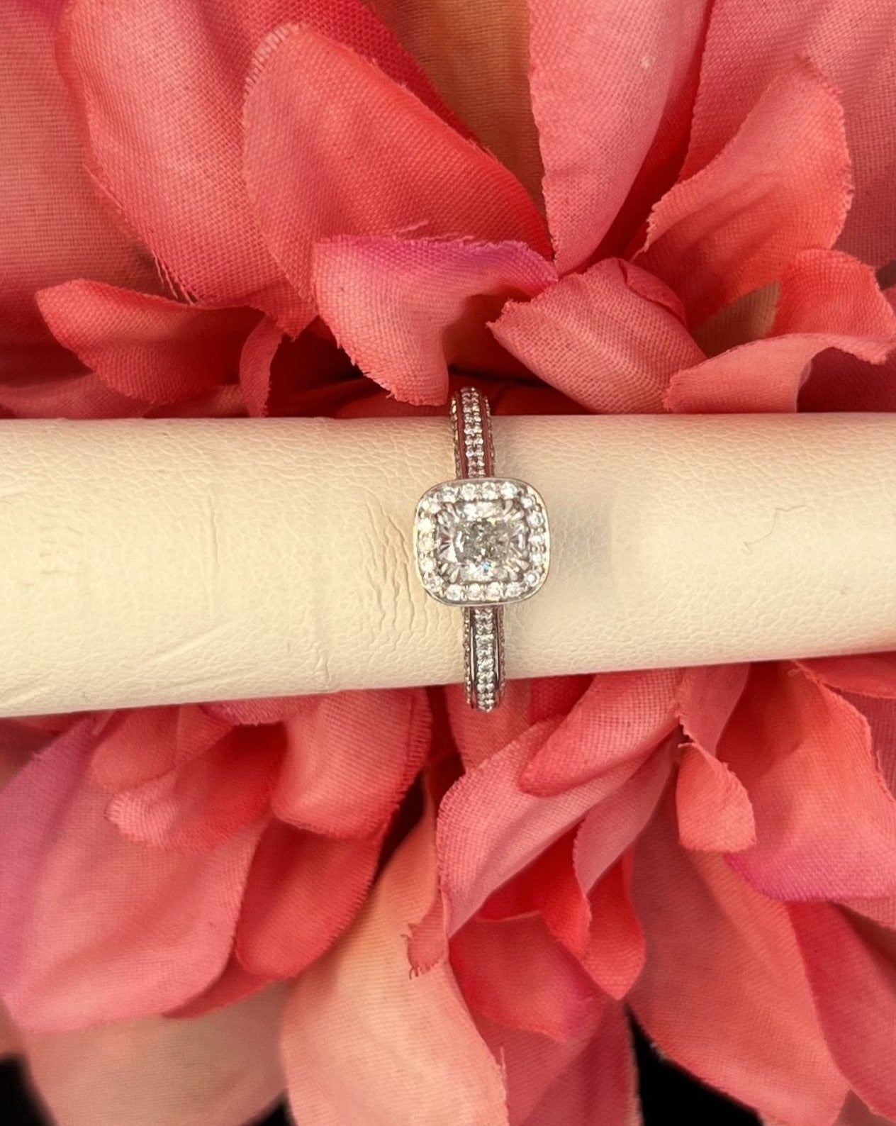 WG Multi Stone with Square Center & Halo Ring