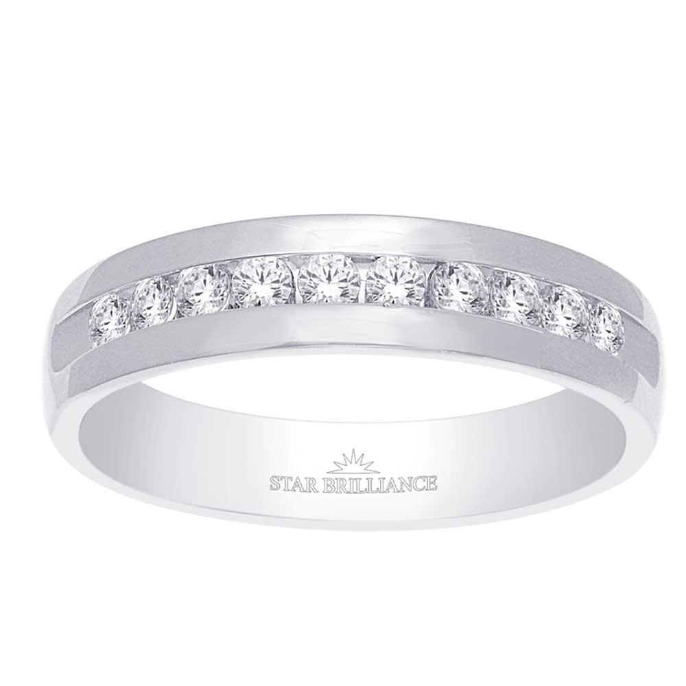 14K White Gold 1 Ct.Tw. Diamond Mens Machine Band