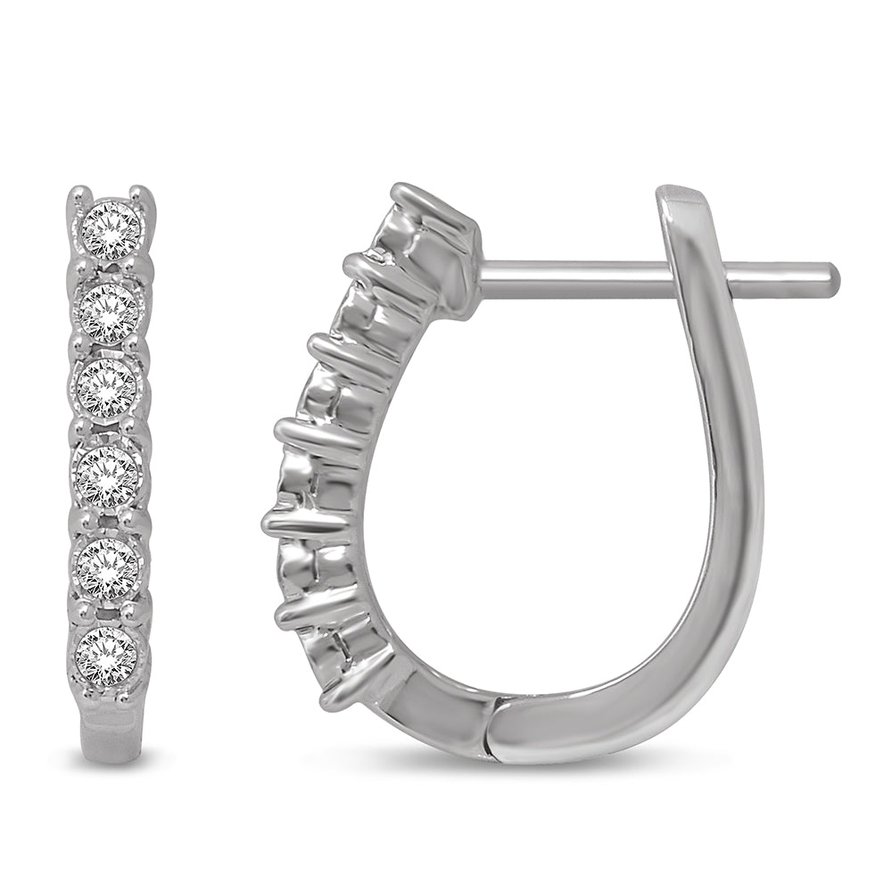 14K White Gold 1/2 Ct.Tw.Diamond Hoop Earrings