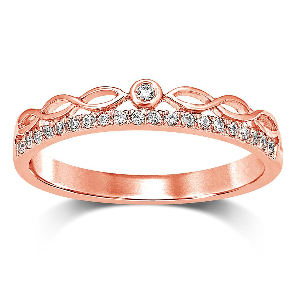 10k Rose Gold 1/10 Ct.Tw.Diamond Stackable Band