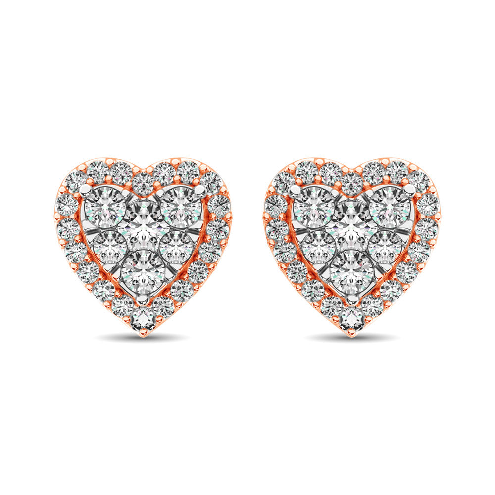 Diamond 3/4 ct tw Heart Earrings in 14K Rose Gold