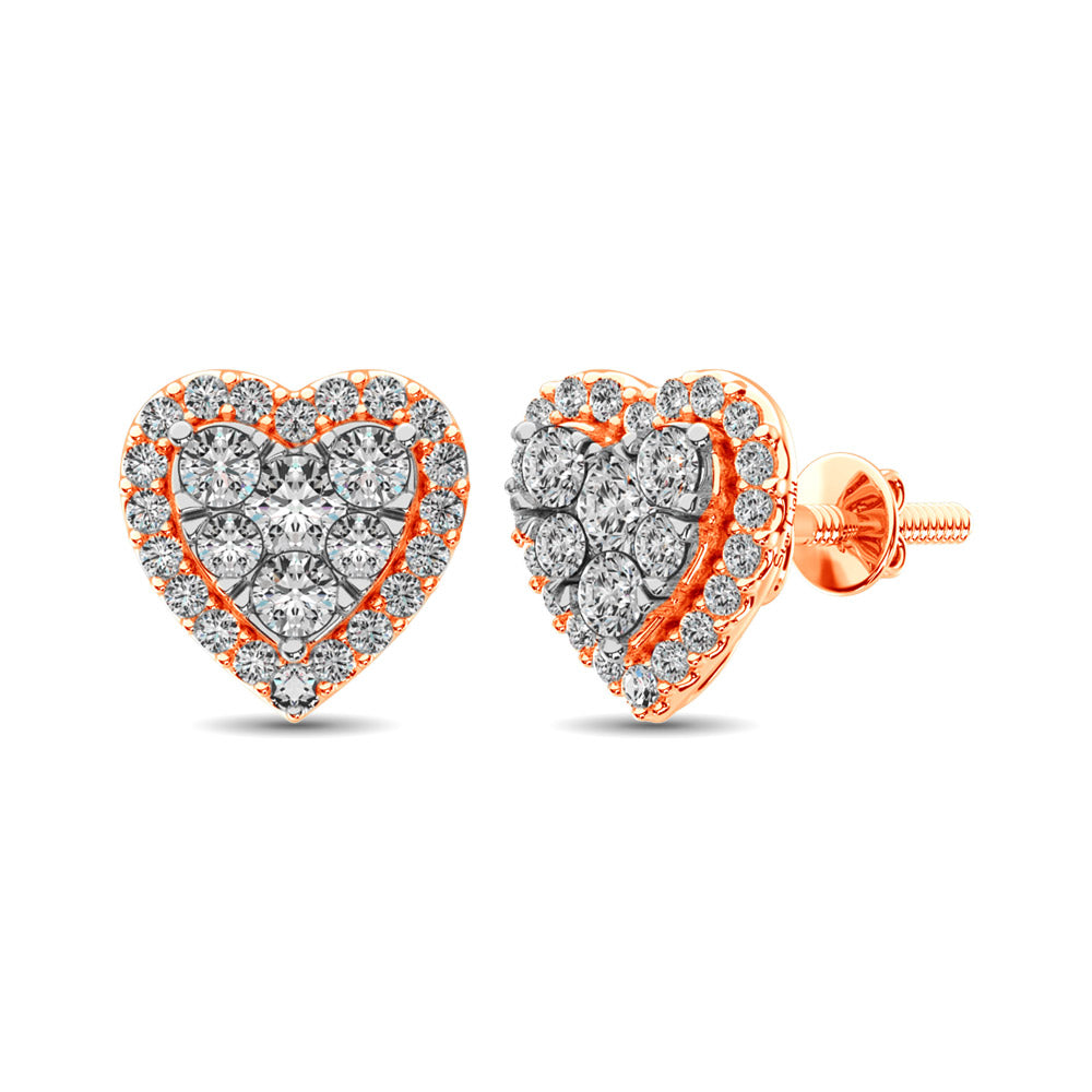 Diamond 3/4 ct tw Heart Earrings in 14K Rose Gold