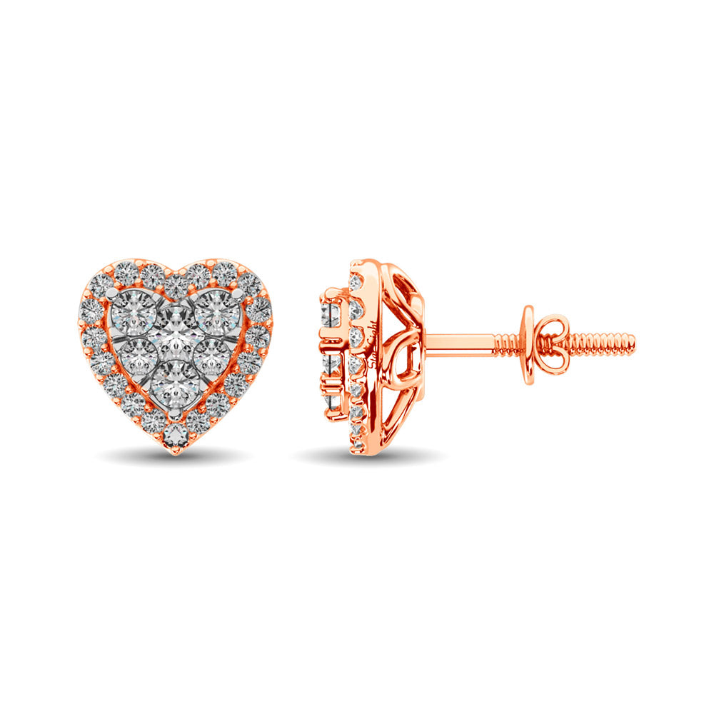 Diamond 3/4 ct tw Heart Earrings in 14K Rose Gold
