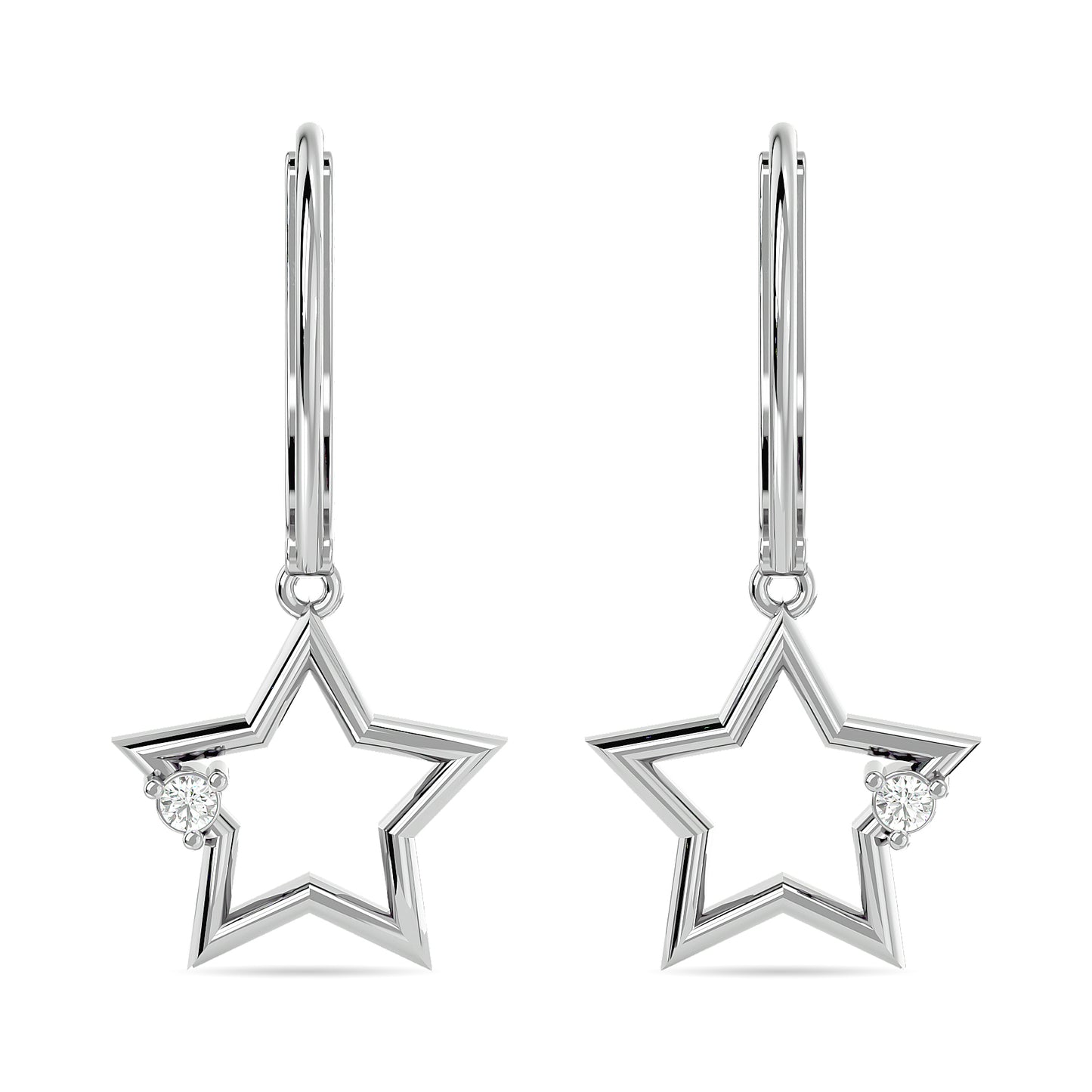 Diamond 1/20 ct tw Star Earrings in Sterling Silver