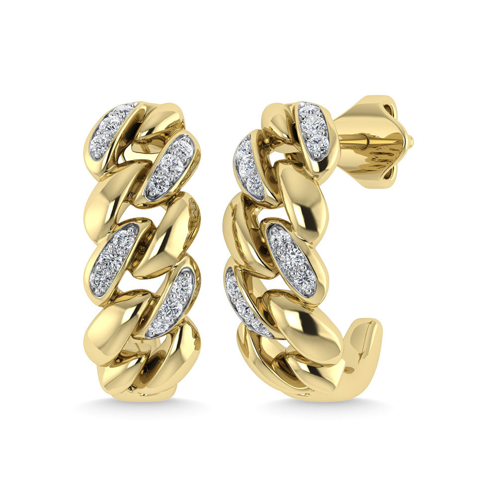 Diamond 1/10 Ct.Tw. J Earrings in 14K Yellow Gold