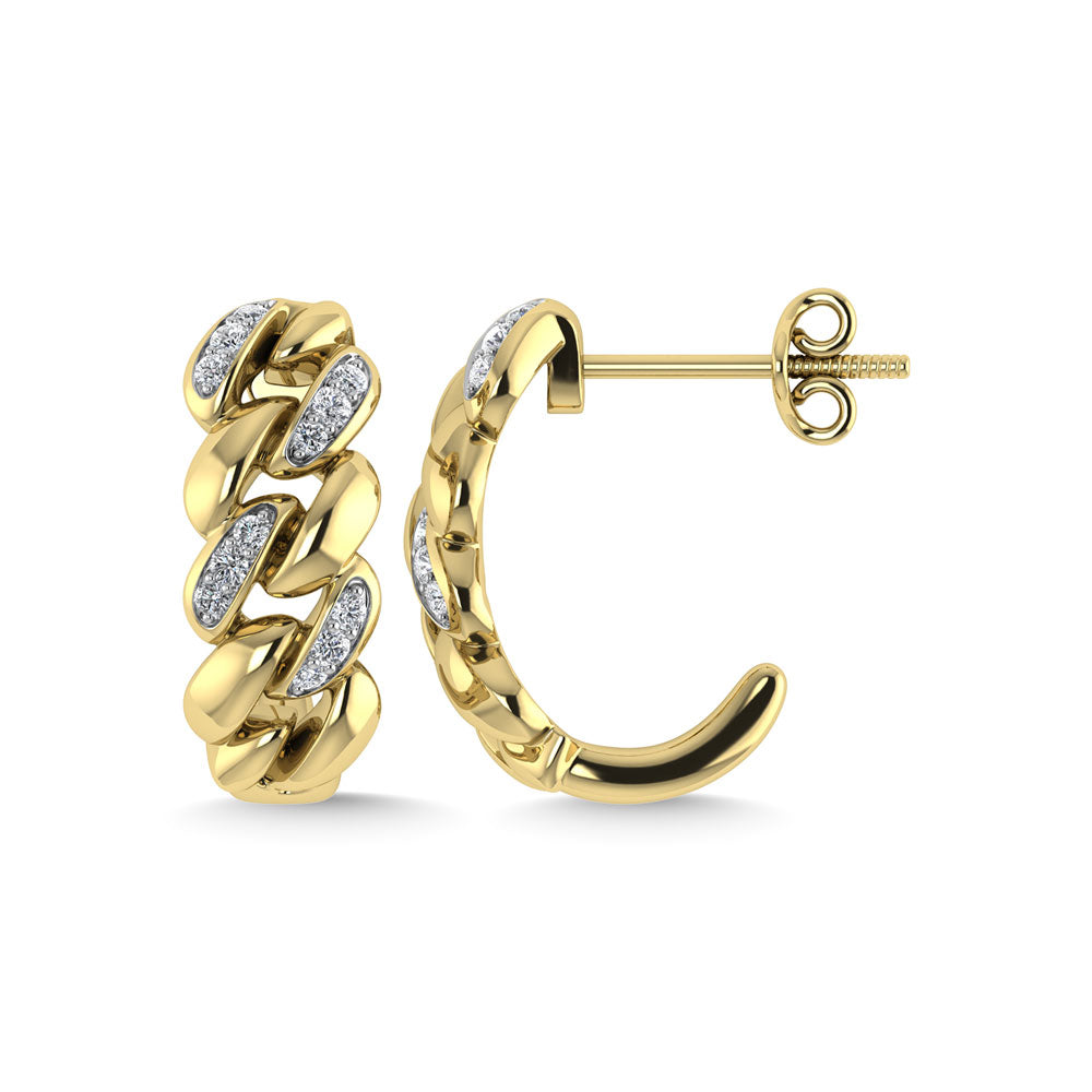 Diamond 1/10 Ct.Tw. J Earrings in 14K Yellow Gold