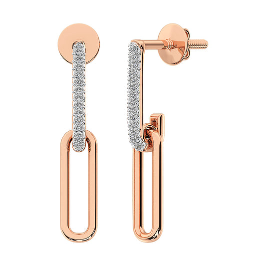 10K Rose Gold 1/5 Ct.Tw. Diamond Fashion Earrings With White Gold Touch