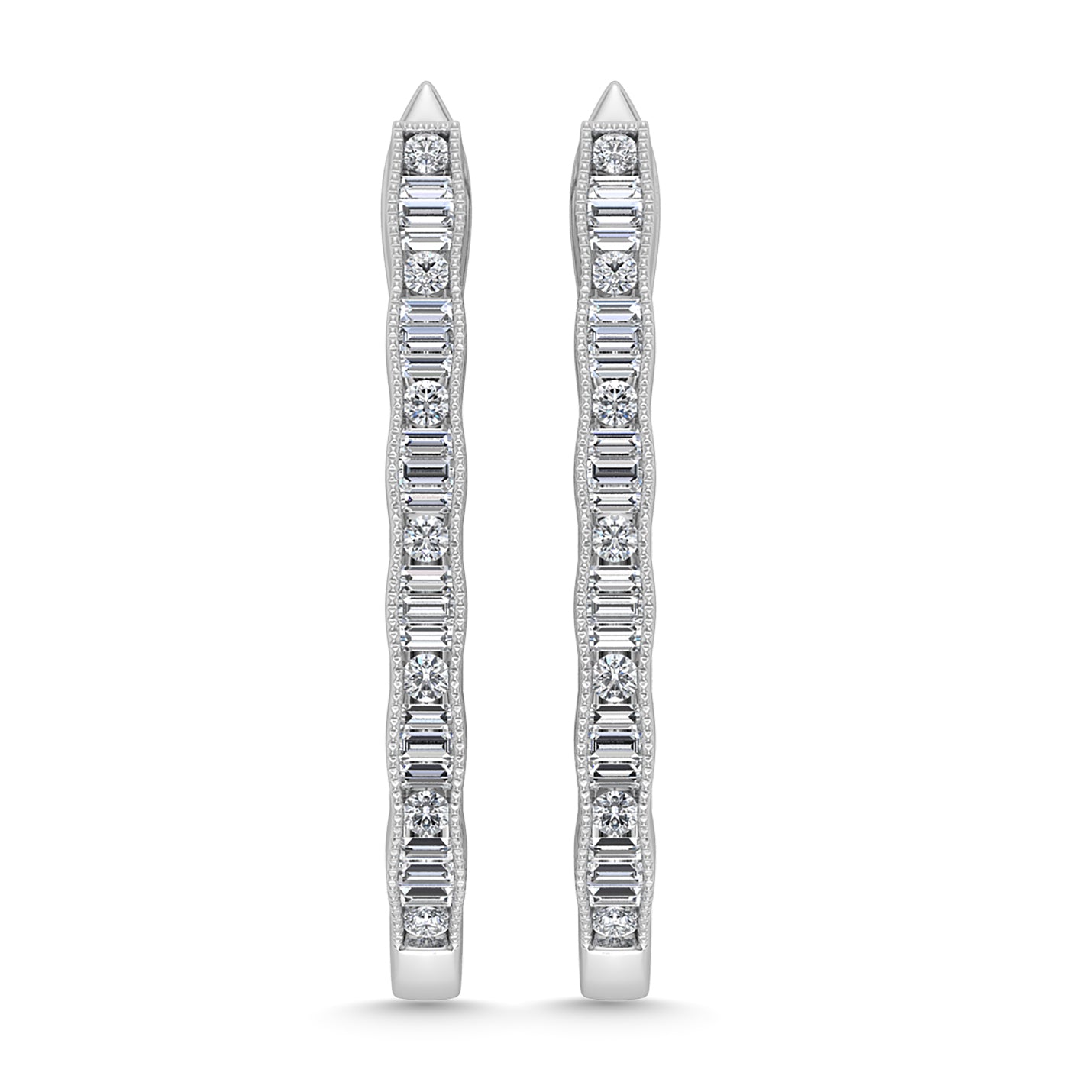 Diamond 1/2 Ct.Tw. Hoop Earrings in 10K White Gold