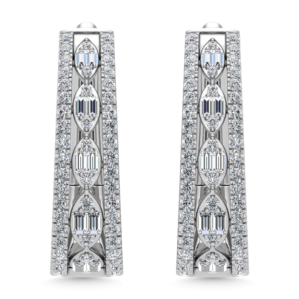 Diamond 1 Ct.Tw. Hoop Earrings in 14K White Gold
