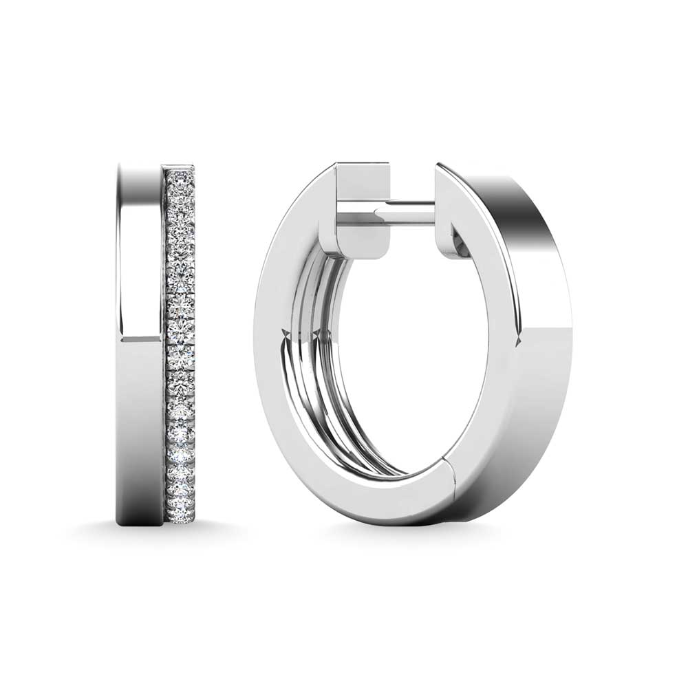 Diamond 1/6 Ct.Tw. Hoop Earrings in 10K White Gold