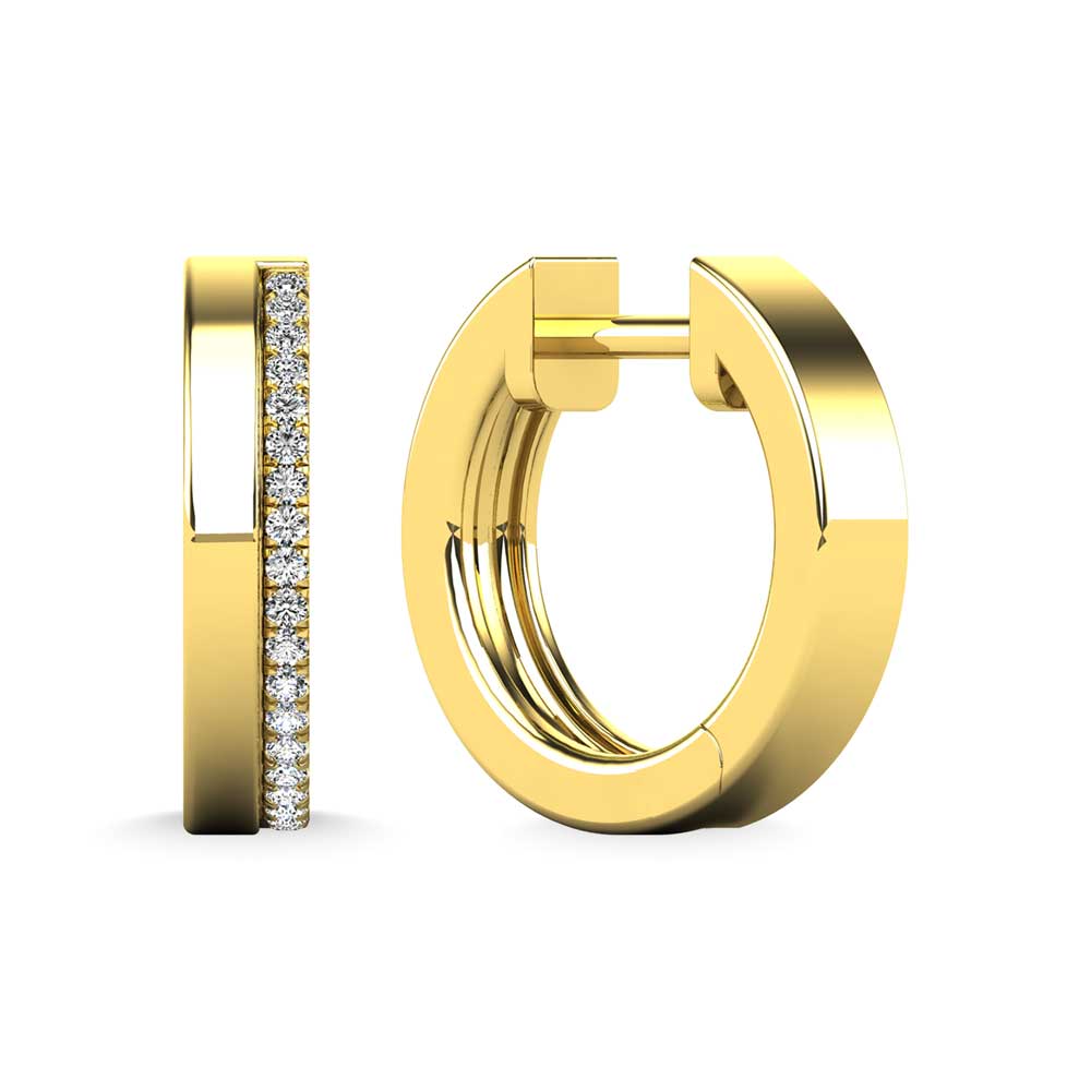 Diamond 1/6 Ct.Tw. Hoop Earrings in 10K Yellow Gold