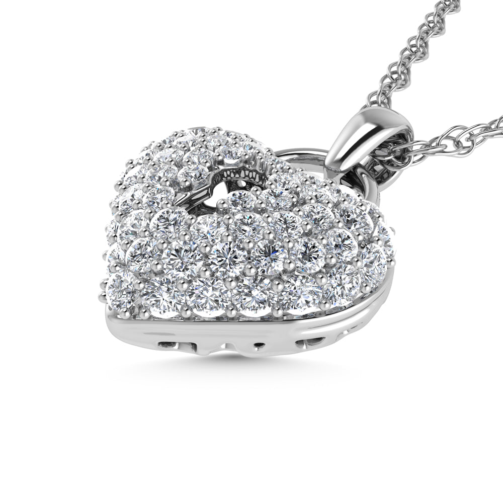 10K White Gold Diamond 1 Ct.Tw. Heart Pendant