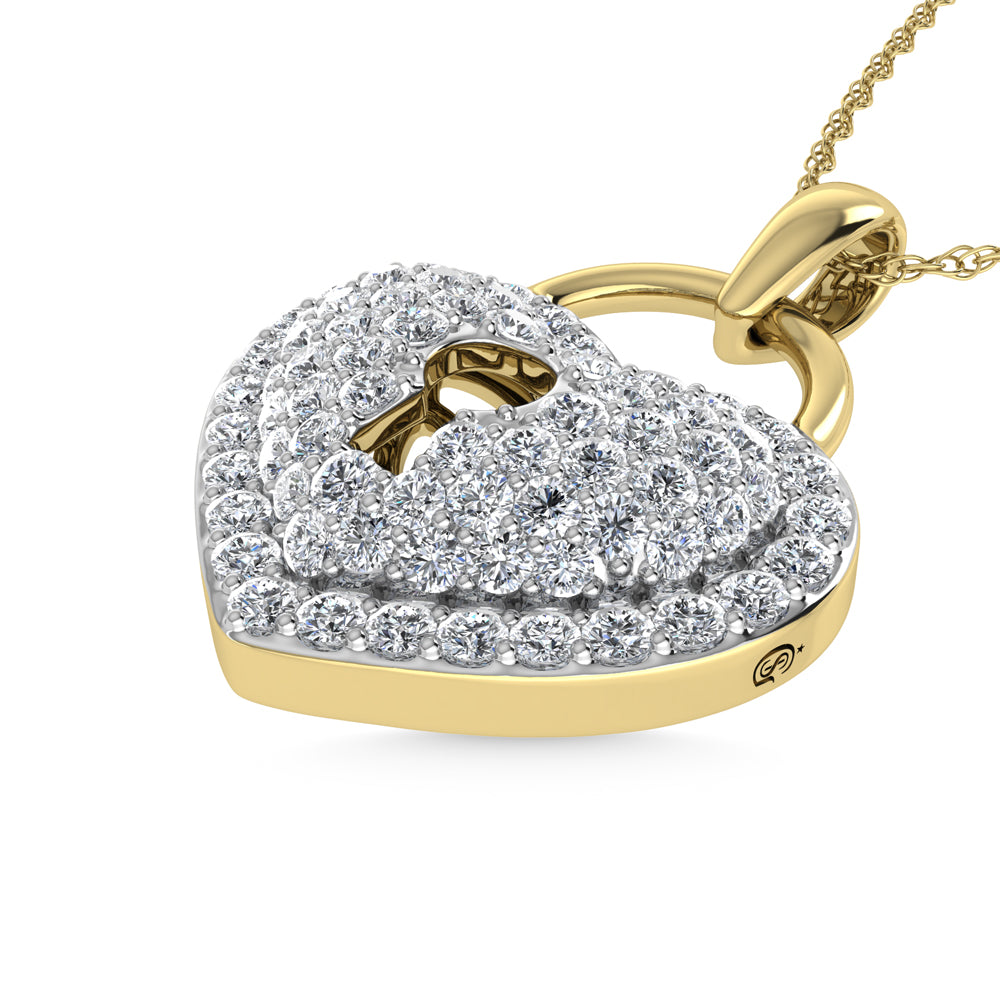 10K Yellow Gold Diamond 1 Ct.Tw. Heart Pendant