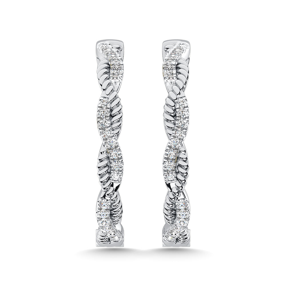 10K White Gold Diamond 1/5 Ct.Tw. Hoop Earrings