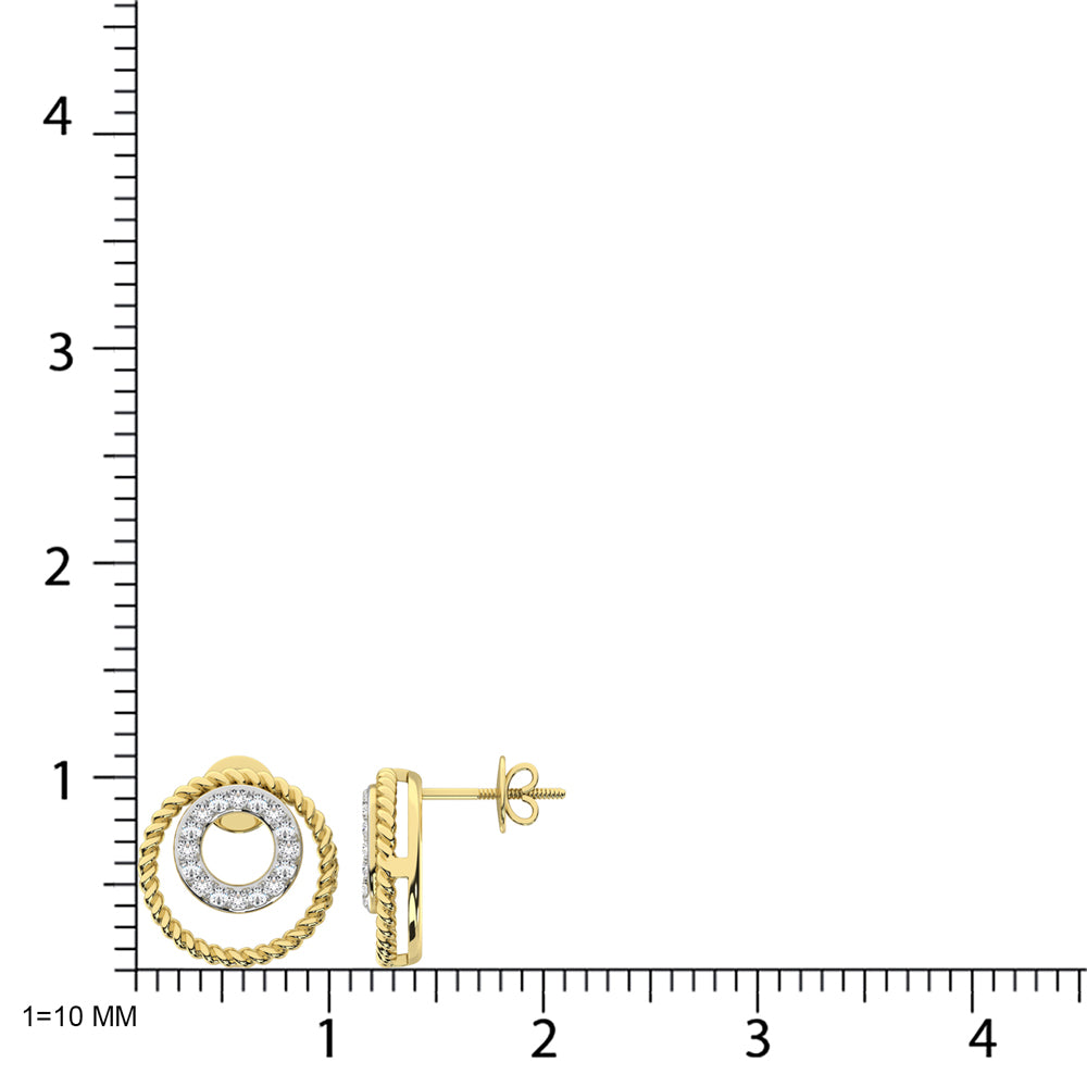 10K Yellow Gold Diamond 1/6 Ct.Tw. Fashion Earrings