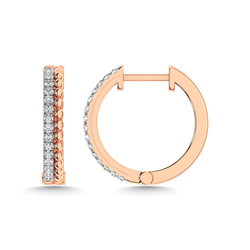 10K Rose Gold Diamond 1/5 Ct.Tw. Hoop Earrings