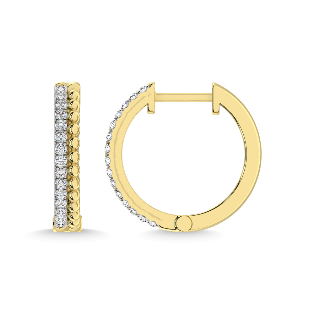 10K Yellow Gold Diamond 1/5 Ct.Tw. Hoop Earrings