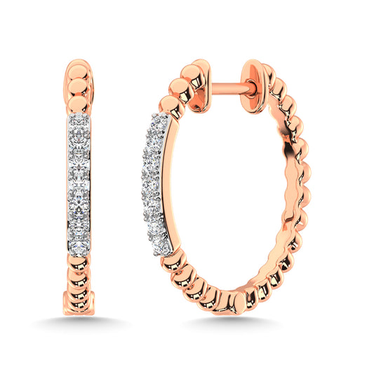 10K Rose Gold Diamond 1/6 Ct.Tw. Hoop Earrings