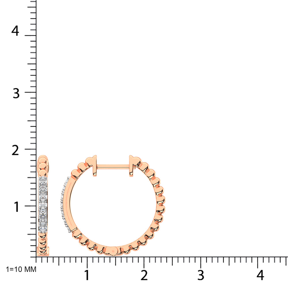 10K Rose Gold Diamond 1/6 Ct.Tw. Hoop Earrings