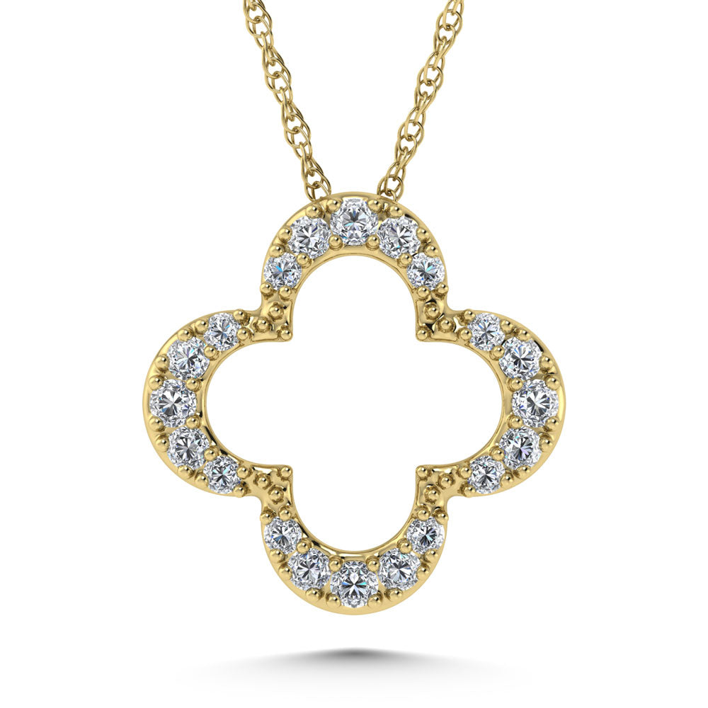 14K White Gold Diamond 1/8.Ct. Tw. Four Leaf Clover Pendant