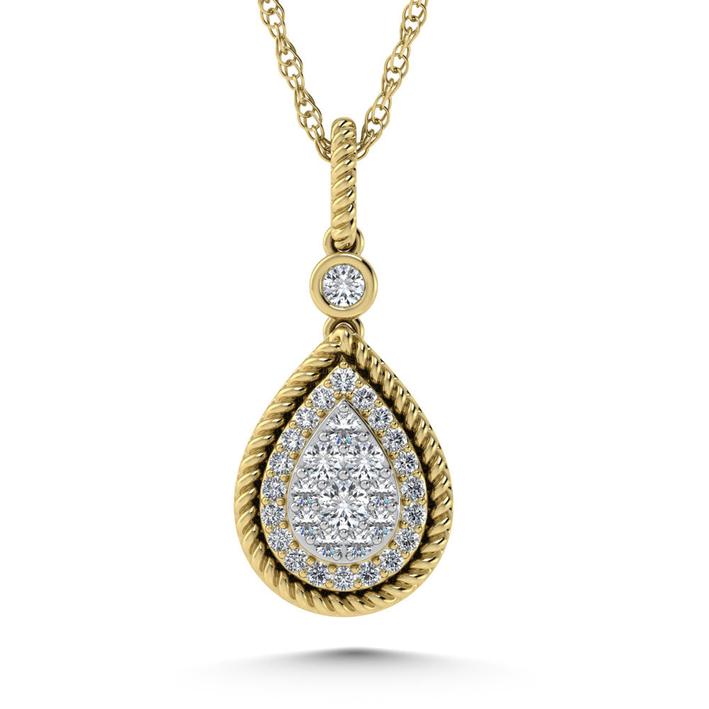 14K Two Tone Diamond 1/3.Ct. Tw. Fashion Pendant