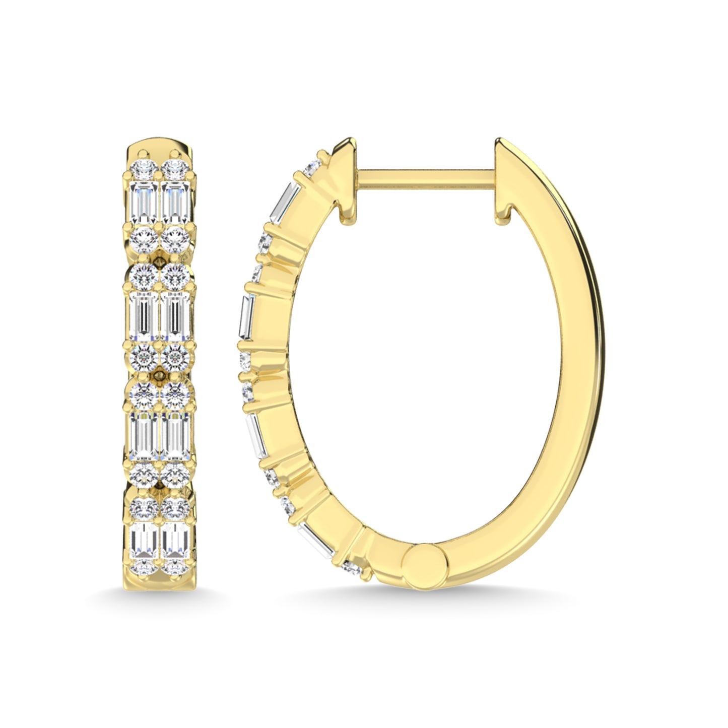 14K Yellow Gold Diamond 1/2 Ct.Tw. Hoop Earrings