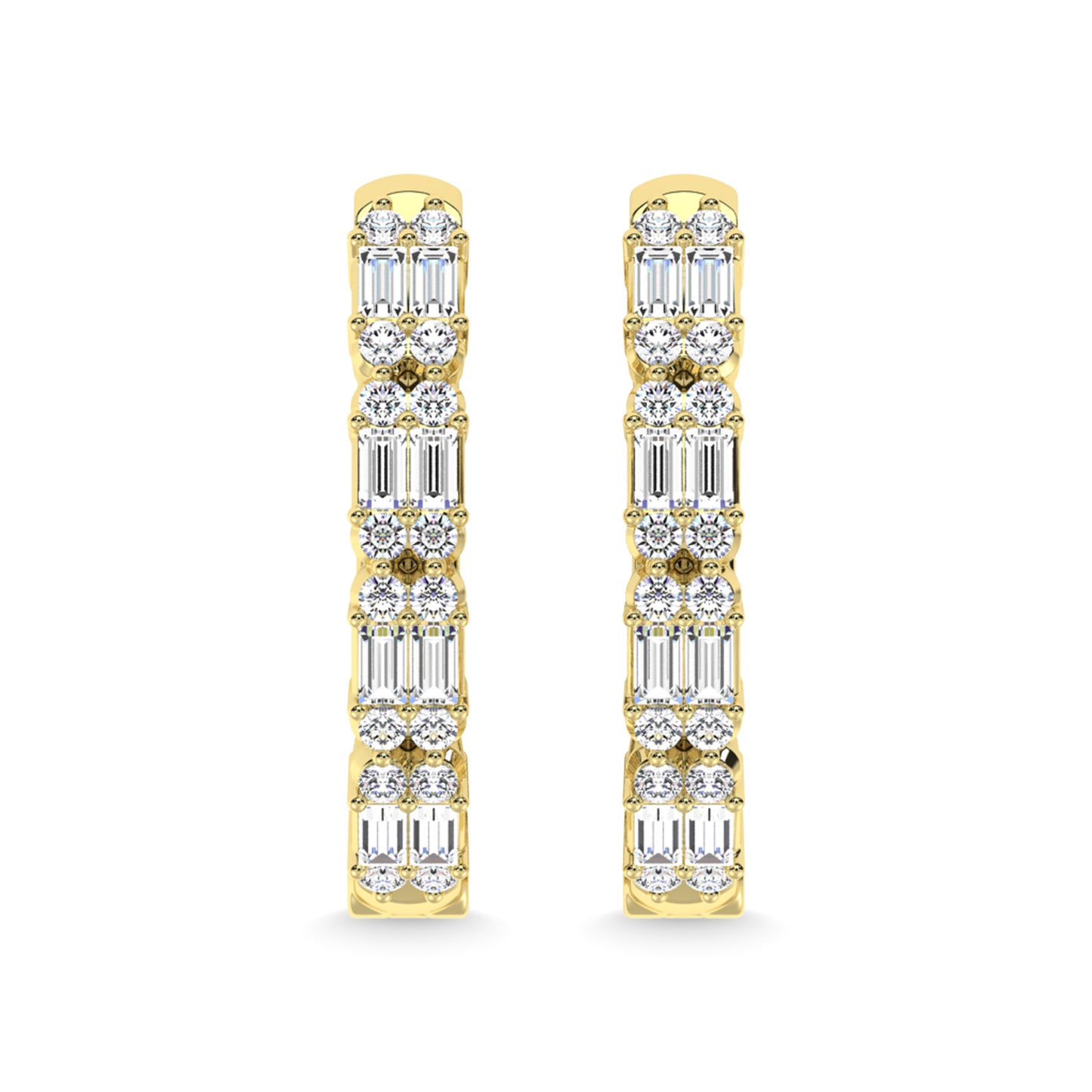 14K Yellow Gold Diamond 1/2 Ct.Tw. Hoop Earrings