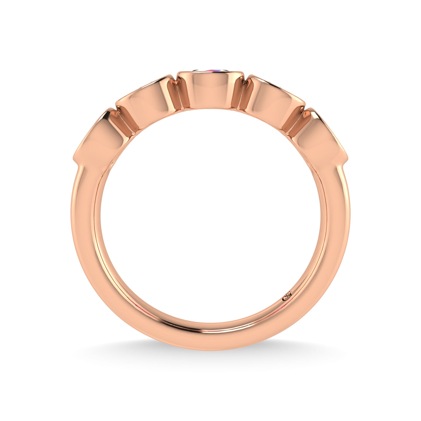 14K Rose Gold Diamond and Pink Sapphire 1 Ct.Tw. Stackable Band