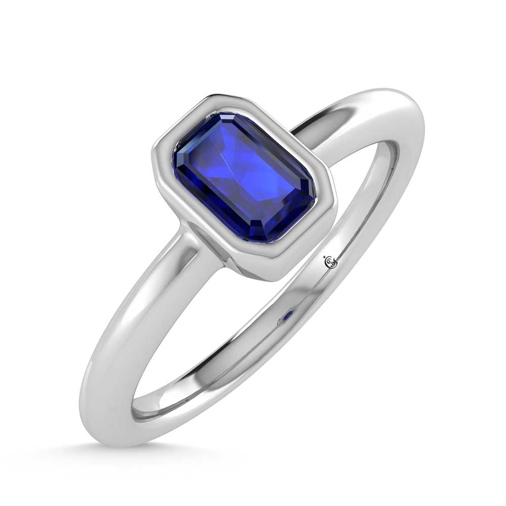 14K White Gold Diamond 1/3 Ct.Tw. And Blue Sapphire Fashion Ring