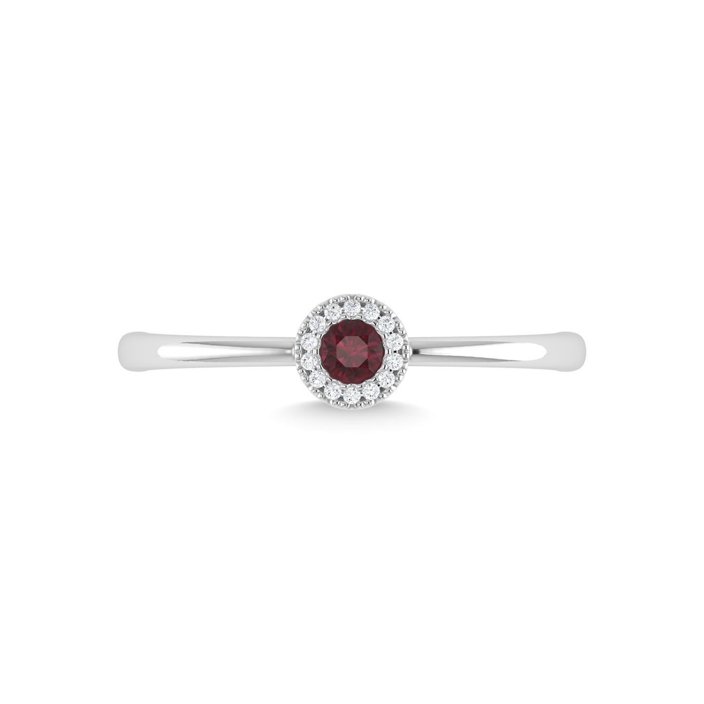 14K White Gold Ruby and Diamond 1/10 Ct.Tw. Fashion Ring