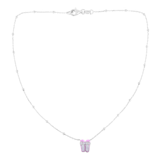 Silver Enamel Ballet Slippers Necklace