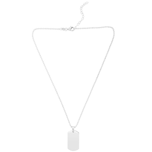 Silver Rectangular Tag Necklace