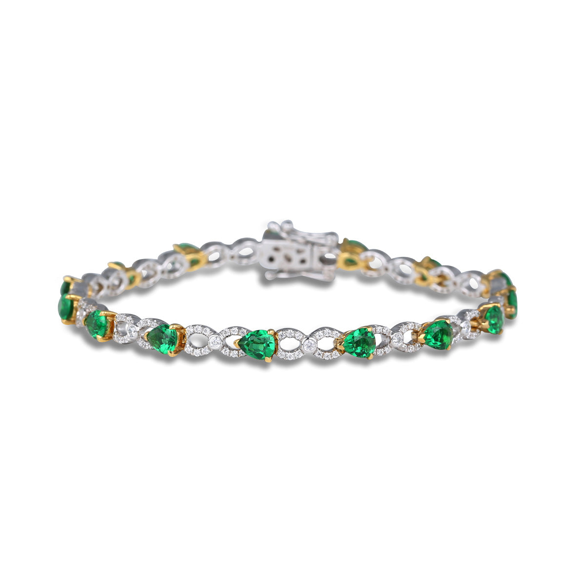 Emerald and Diamond Pear Shape Bracelet