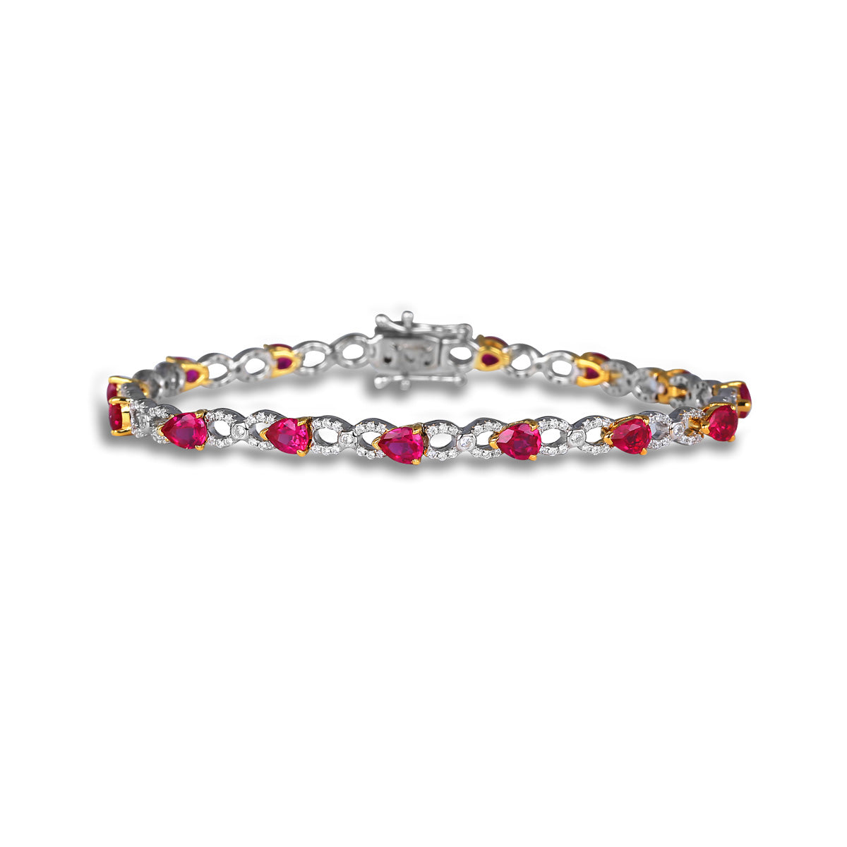 Ruby and Diamond Pear Shape Bracelet