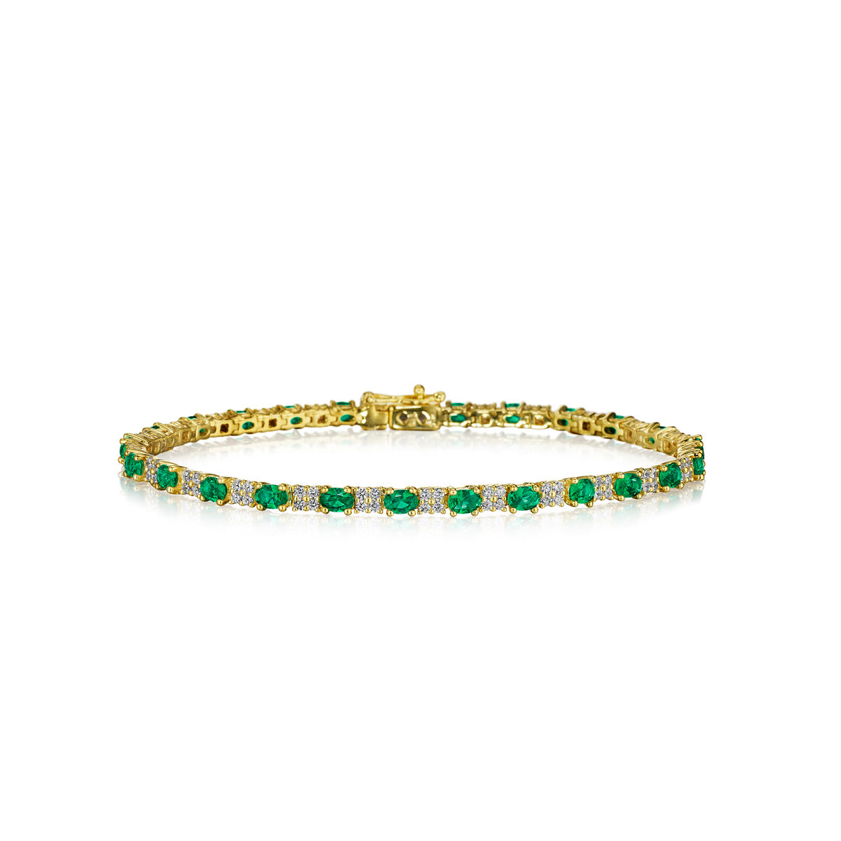 Alternating Emerald and Diamond Bracelet