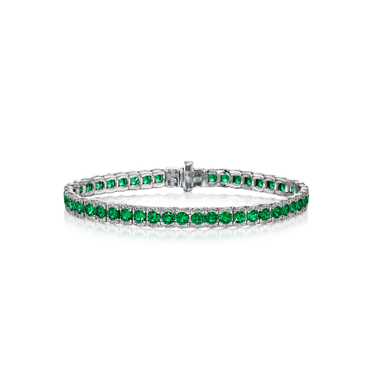 Brilliant in Green Emerald and Diamond Bracelet