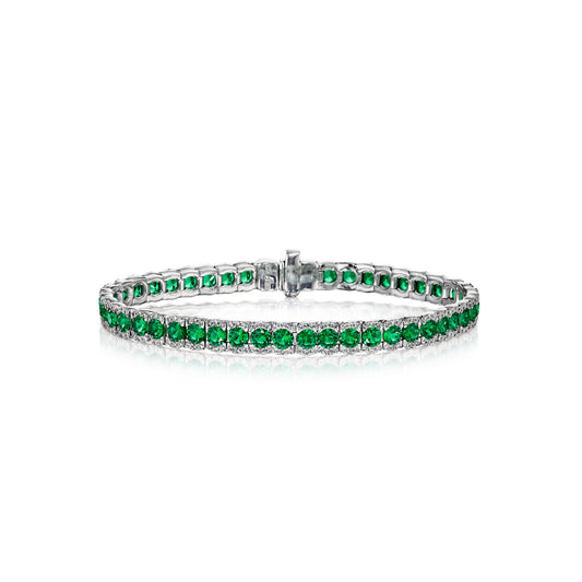 Brilliant in Green Emerald and Diamond Bracelet