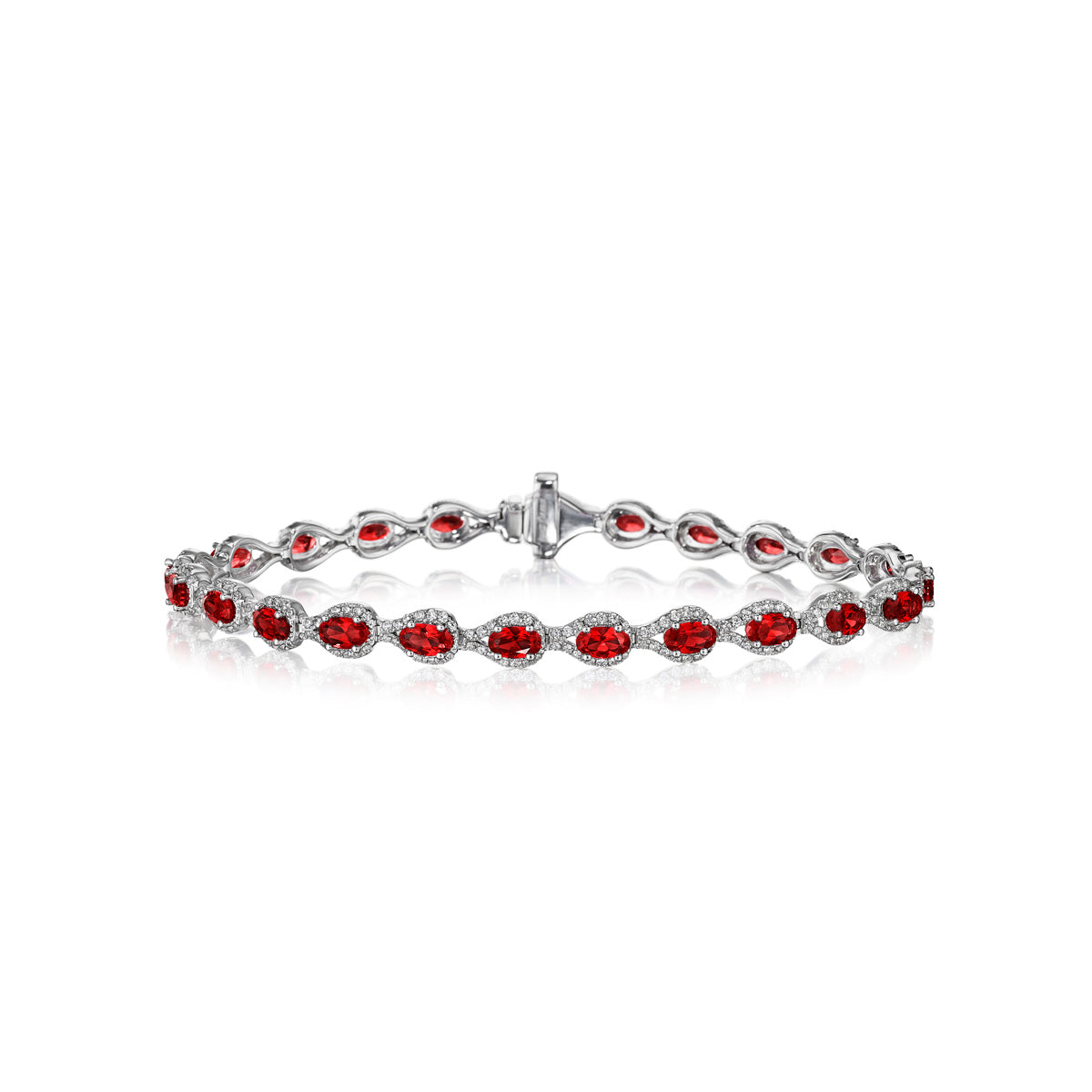 Pear-Shaped Diamond & Ruby Bracelet