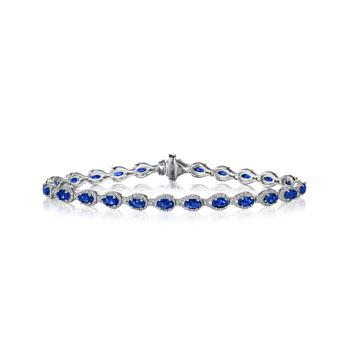 Pear-Shaped Diamond & Sapphire Bracelet