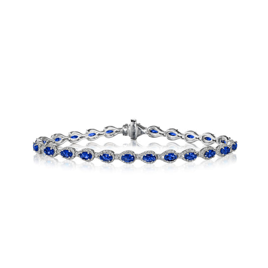Pear-Shaped Diamond & Sapphire Bracelet