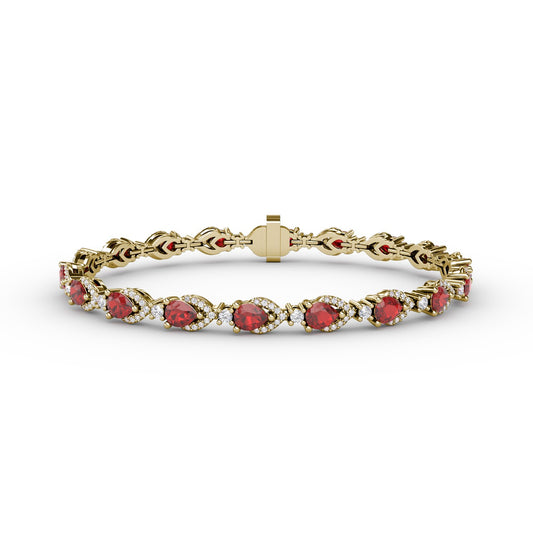 Pear-Shaped Ruby and Diamond Bracelet