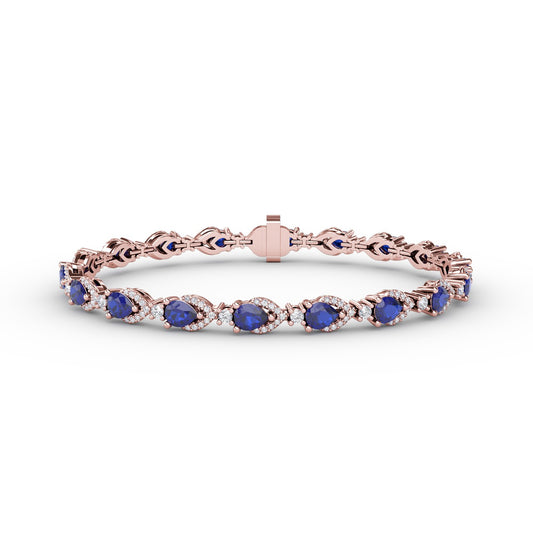 Pear-Shaped Sapphire and Diamond Bracelet